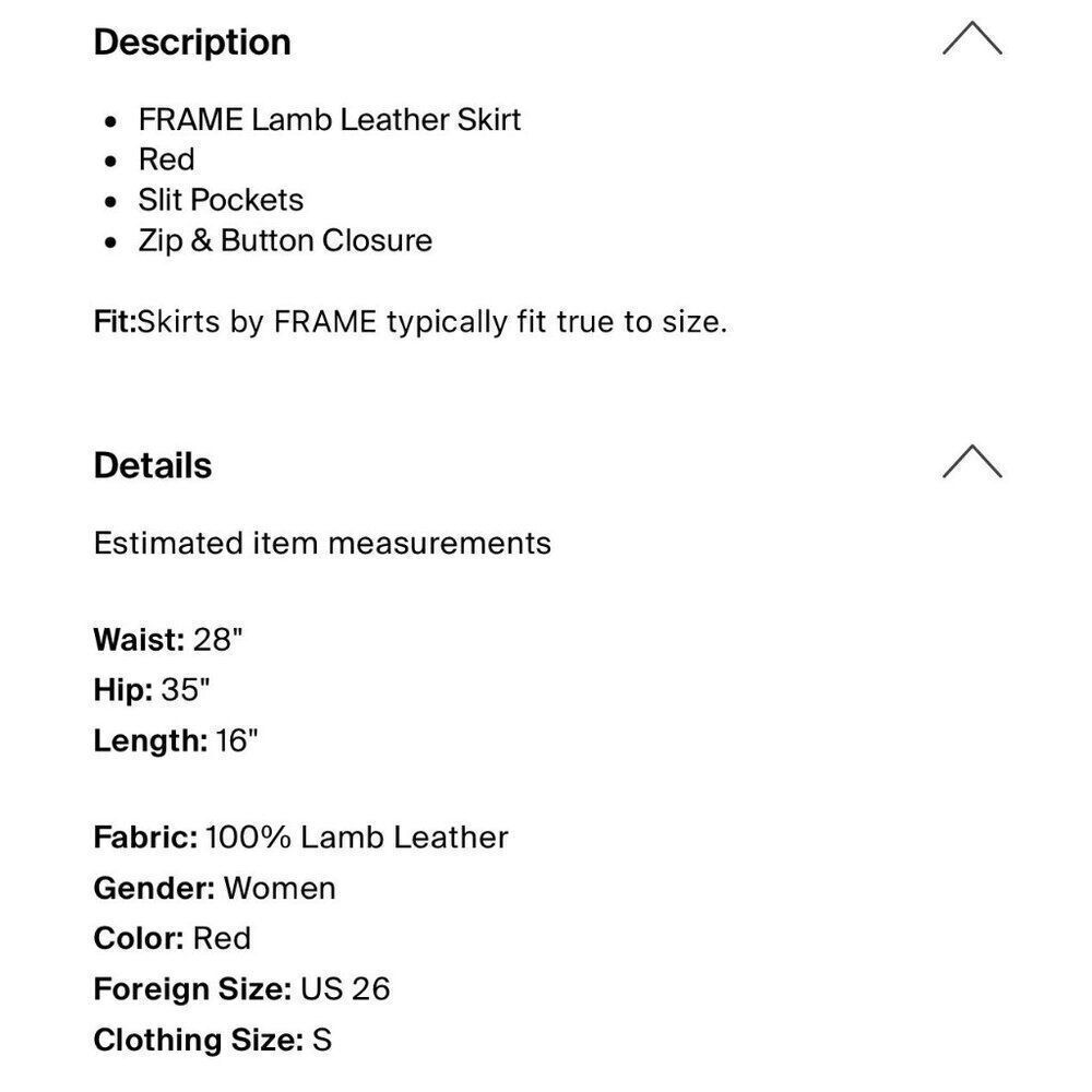 Frame Authentic Genuine Lamb Leather Mini Skirt 26 Small - Picture 7 of 10